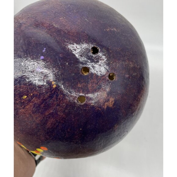 Artisan Gourd Dot Painting Bird House Chicks Purple Hanging Hand Painted Art 12” - Picture 8 of 10